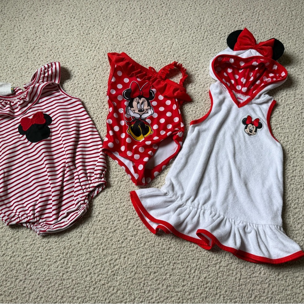 18m Stitchy Fish Minnie Mouse Bubble and Disney brand Minnie Swimsuit/Coverup